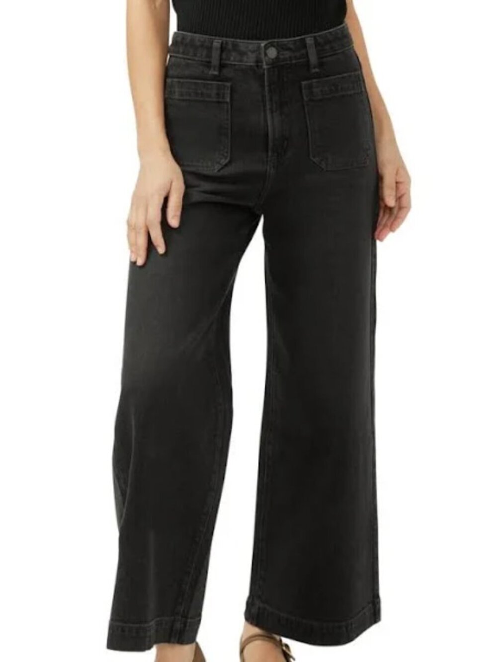 KUT FROM THE KLOTH MEG HIGH RISE WIDE LEG JEANS CROPPED STRETCH DENIM sz 12